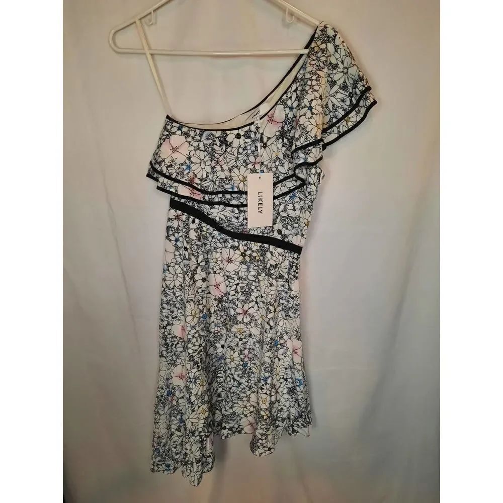 REVOLVE LIKELY ONE SHOULDER RUFFLED FLORAL ASSYMETRICAL DRESS SIZE 0